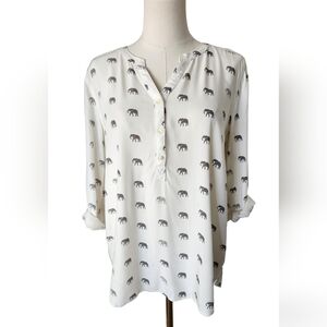 G. H. Bass & Co. Rayon Elephant Print Top - Size Medium